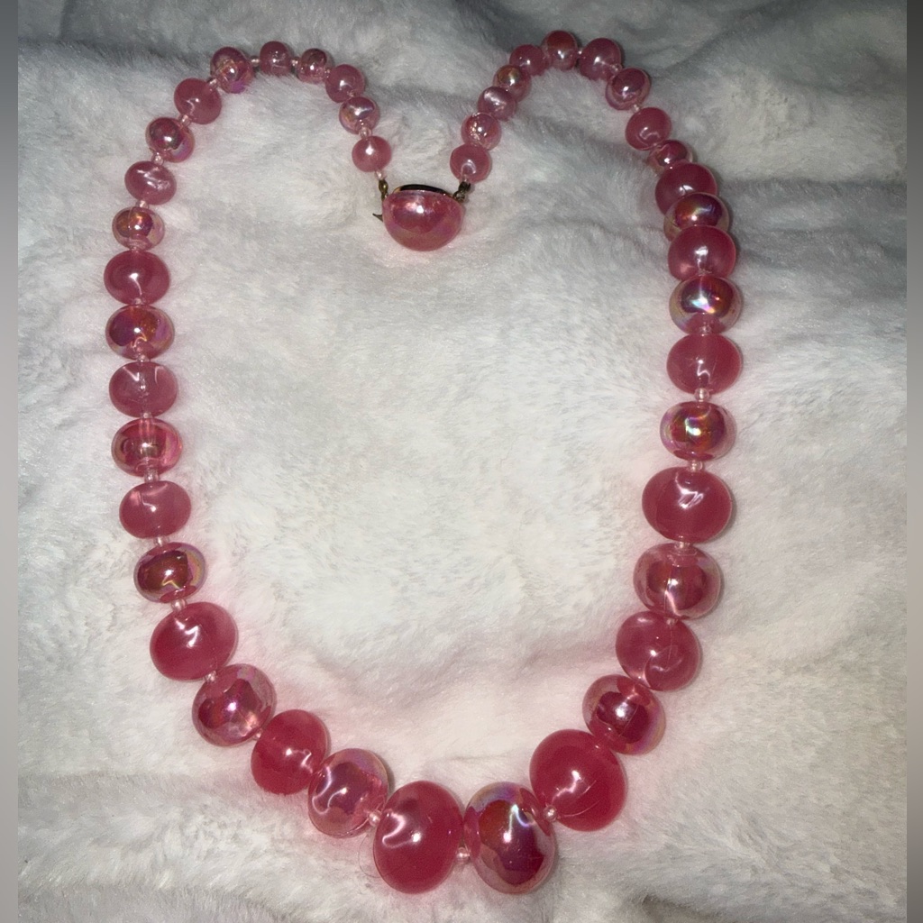 Made In Austria Elegant Vintage Pink Beaded Necklace